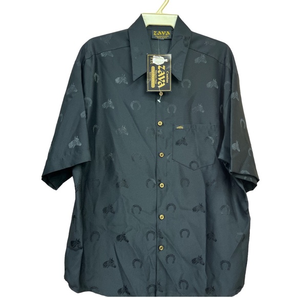 SzXL Zava Short Sleeve Button Down Western Shirt NWT Horses & Horseshoes - Picture 4 of 5